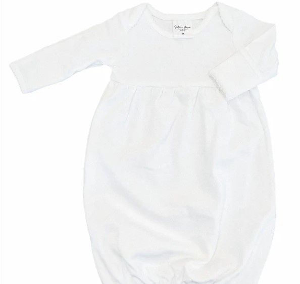Picot Trim Baby Gown, Colour: White/White, Size: NB