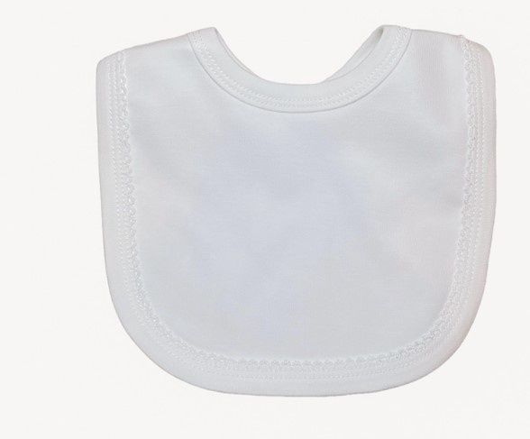 Picot Trimmed Bib, COLOR: White/White