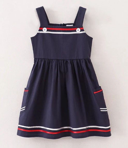 Patriotic Cotton Slip Dress, Size: 12M