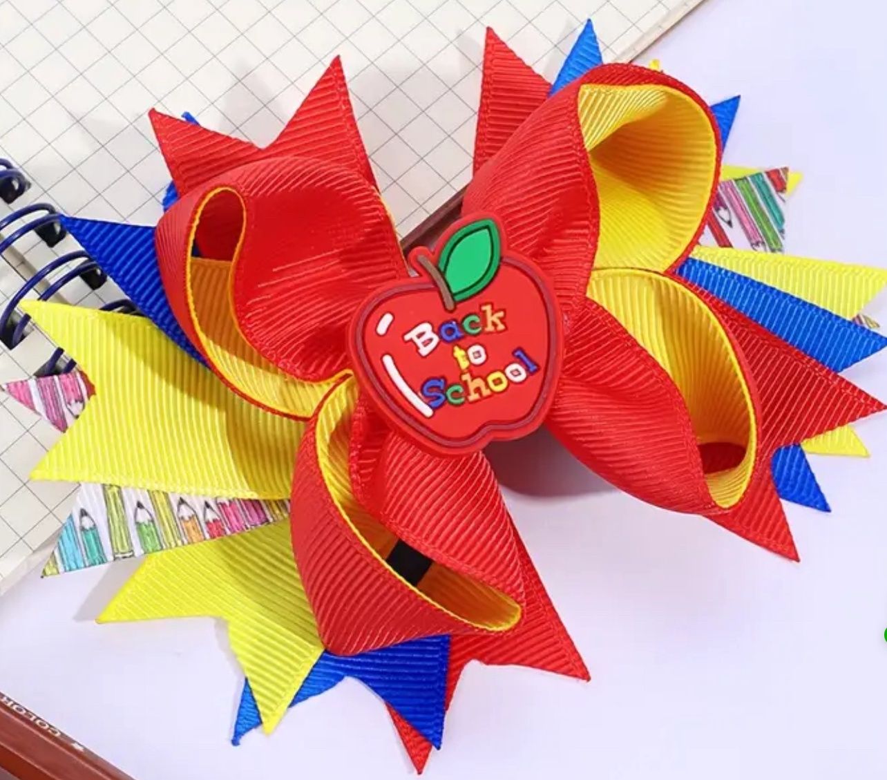 Back to School Deluxe Bow, COLOR: Apple