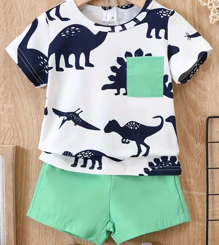 Navy Green Dino Set, Size: 6/9M