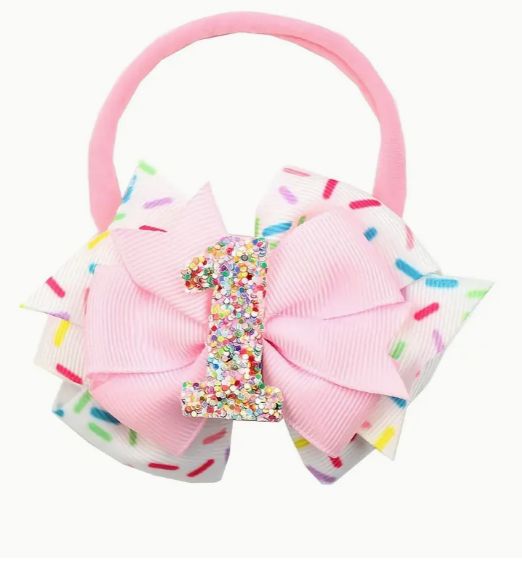Sprinkle Birthday Hair Bow, Size: One headband