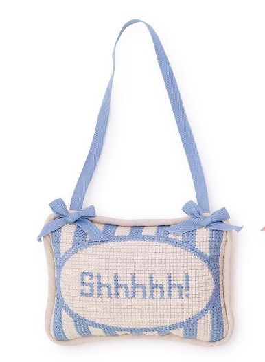 Shhhh! Embroidered Pillow, COLOR: Blue