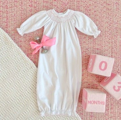 Sweetly Smocked Greeting Gown-Palm Beach Pink