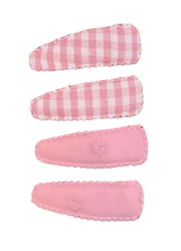 Cotton Hair Bow Clips 2 pack, COLOR: Pink Gingham