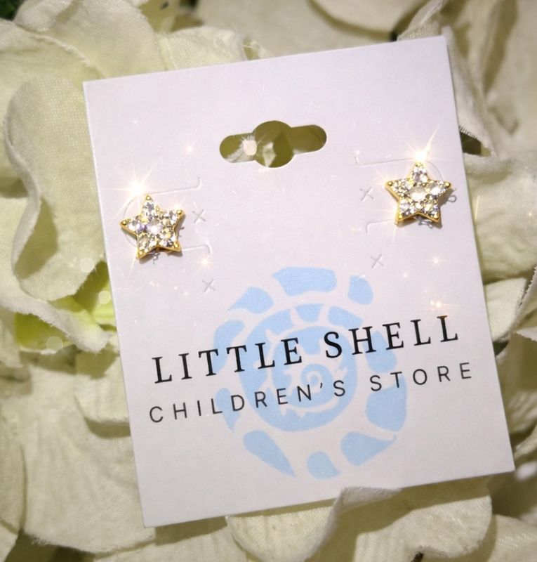 Gold CZ Star Earrings