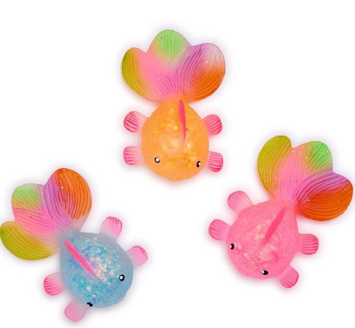 Rainbow Glitter Squishy Fish