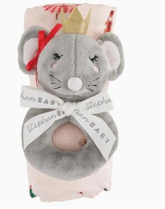 Christmas Nutcracker Mouse Rattle &amp; Swaddle Set
