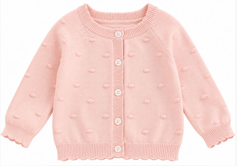 Pink Scallop Hem Cardigan