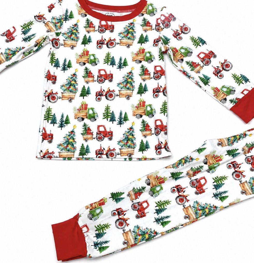 Christmas Tractor Bamboo Set
