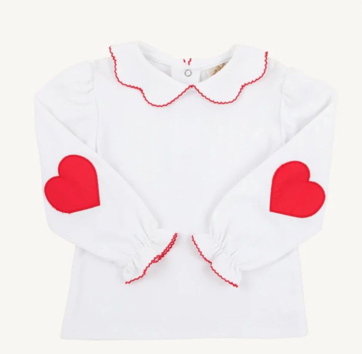 Emma's Elbow Patch Top- Richmond Red Hearts