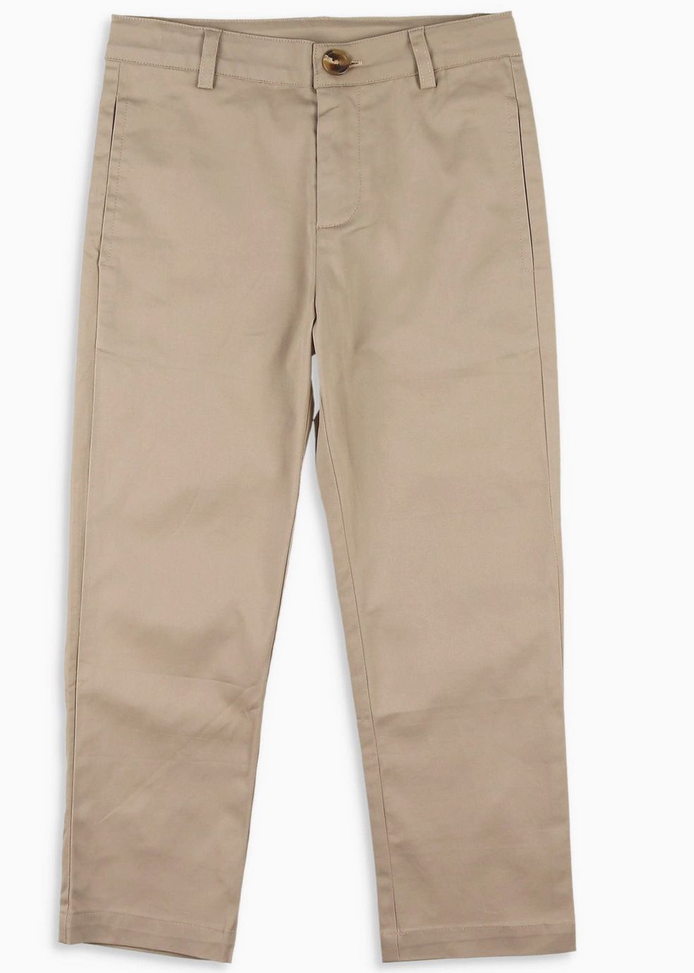 Khaki Flat Front Straight Leg Pants