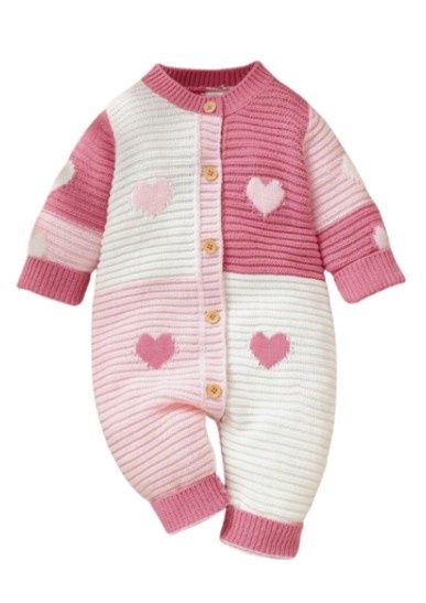 Heart Patchwork Knit Romper