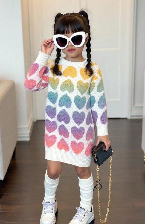 Ombre Heart Sweater Dress