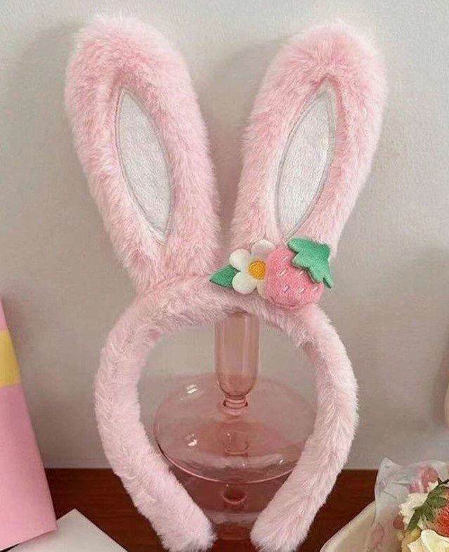 Fuzzy Bunny Ears Headband, COLOR: Pink