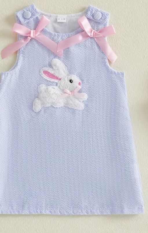 Blue Seersucker Bunny Dress