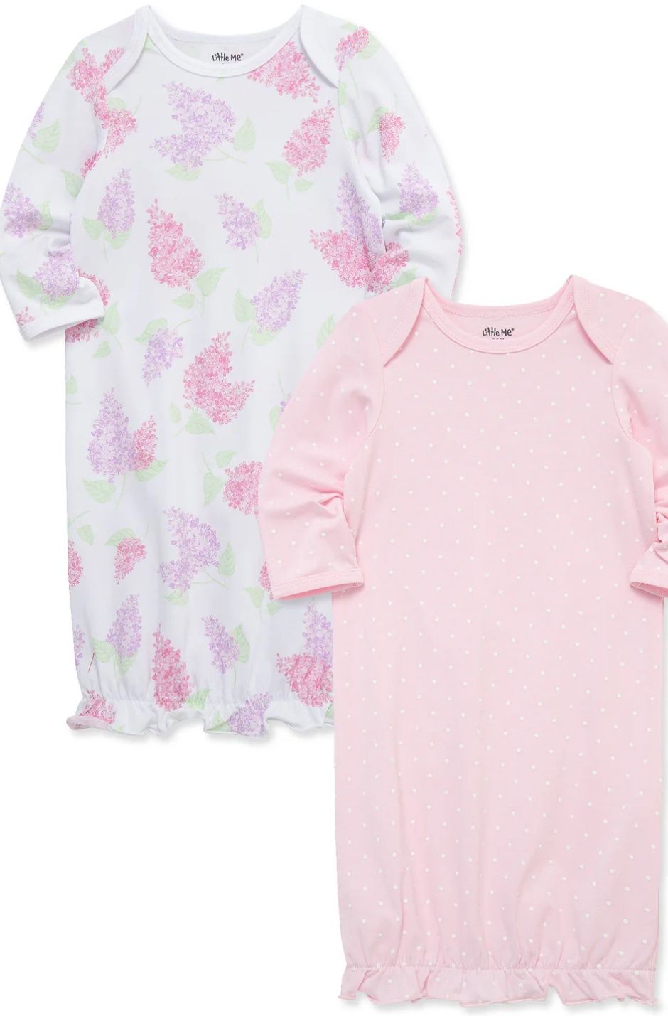Little Me- 2 Pack Lilac Gowns (0/3M)