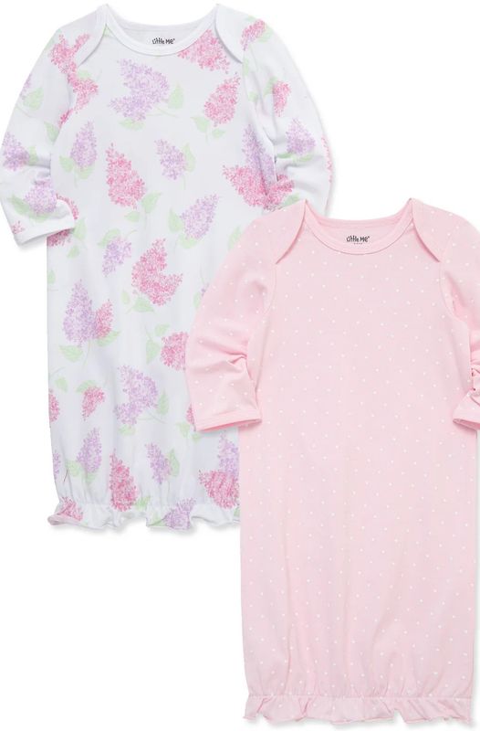 Little Me- 2 Pack Lilac Gowns (0/3M)