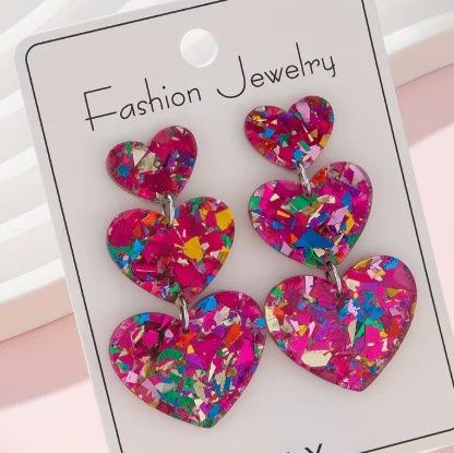 Confetti Glitter Heart Earrings