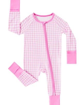 Pink Gingham Bamboo Zippy