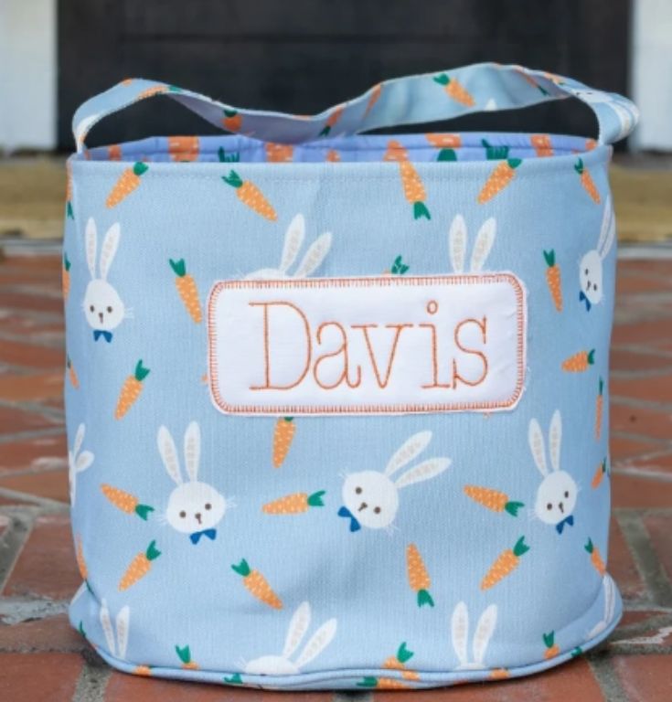 Blue Bunny Monogrammed Easter Basket