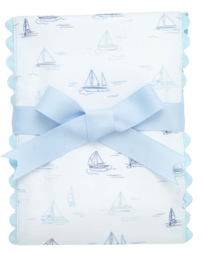 3 Marthas- Sailboat Fancy Fabric Burp Cloth