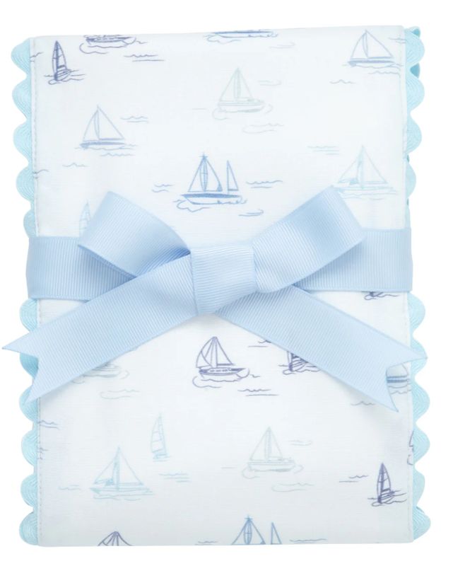 3 Marthas- Sailboat Fancy Fabric Burp Cloth