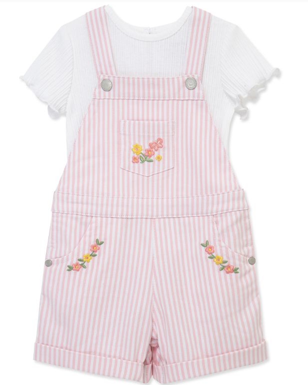 Pink Stripe Woven Shortall Set