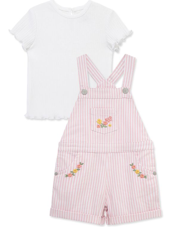 Pink Stripe Woven Shortall Set