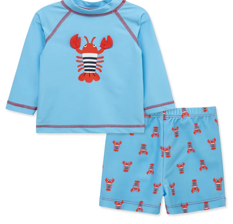 Little Me- Lobster Rash Guard Swim Set