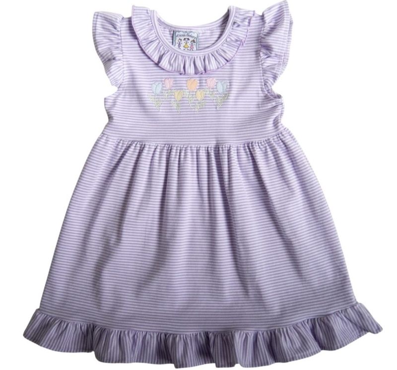 Three Sisters-Lavender Stripe Tulip Dress