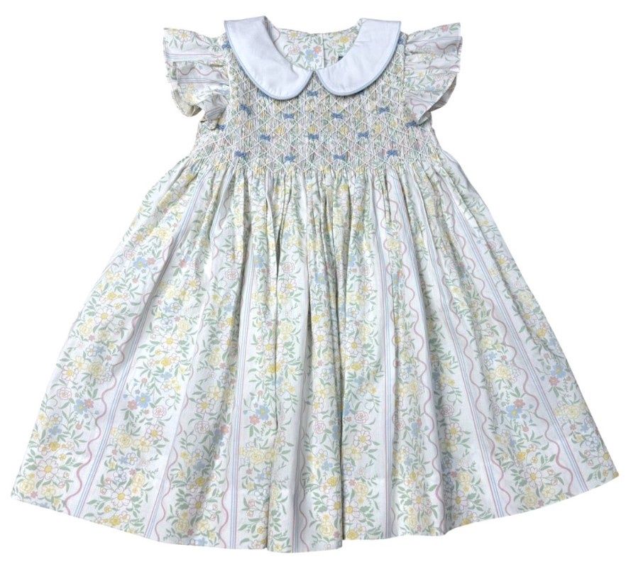 Three Sisters- Hand Smocked Spring Bouquet Dress