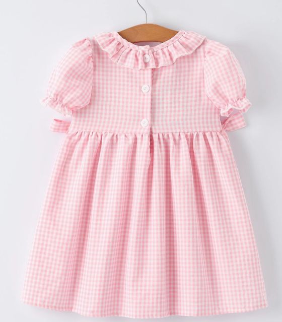 Pink Gingham Smocked Alligator Dress