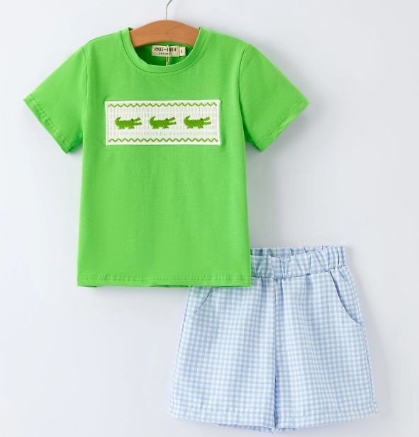 Boys Smocked Alligator Set