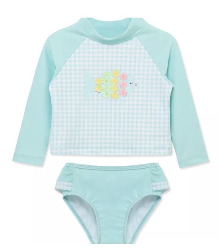 Little Me Girls Aqua Rash Guard 2 piece Suit