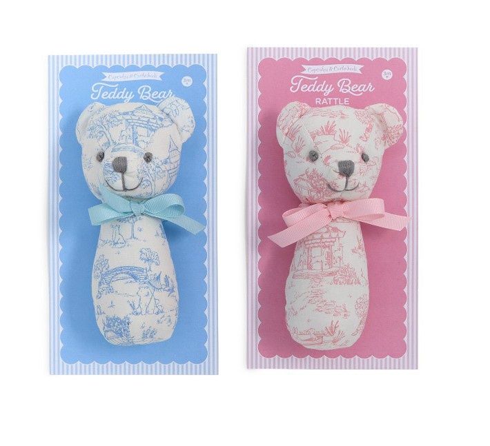 Toile Teddy Bear Rattle