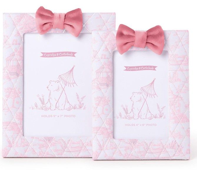 Pink Animal Toile Set of 2 Quilted Frames
