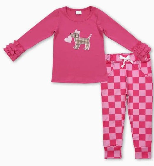 Pink Checkered Valentine's Puppy Outfit