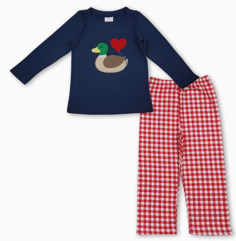 Boys LS Valentine Duck Set