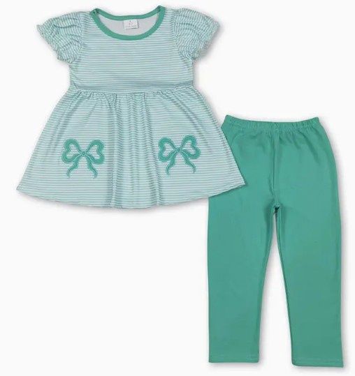 Green Bow SS Girls Outfit