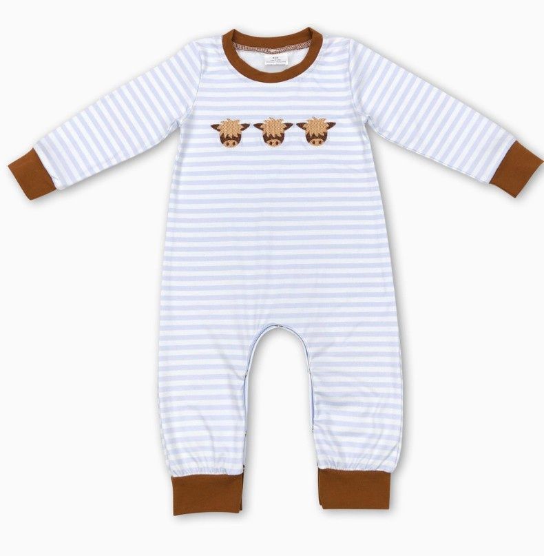 Striped Highland Cow Romper