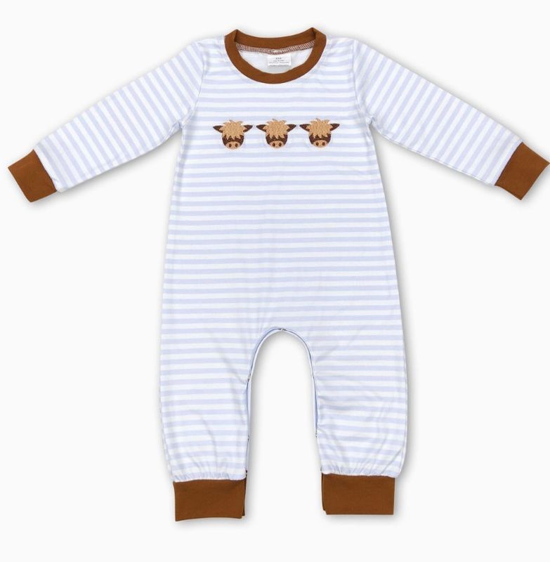 Striped Highland Cow Romper
