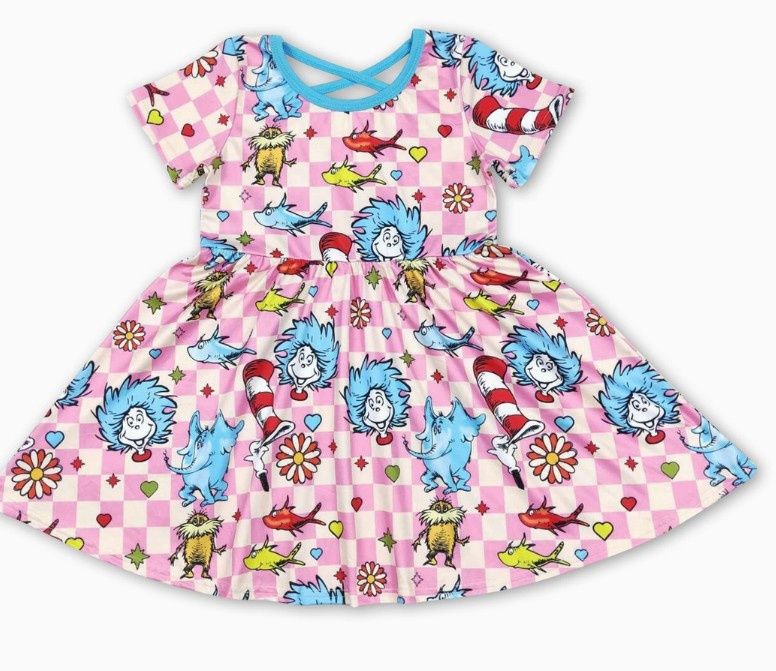 Pink Checkered Dr. Seuss Dress