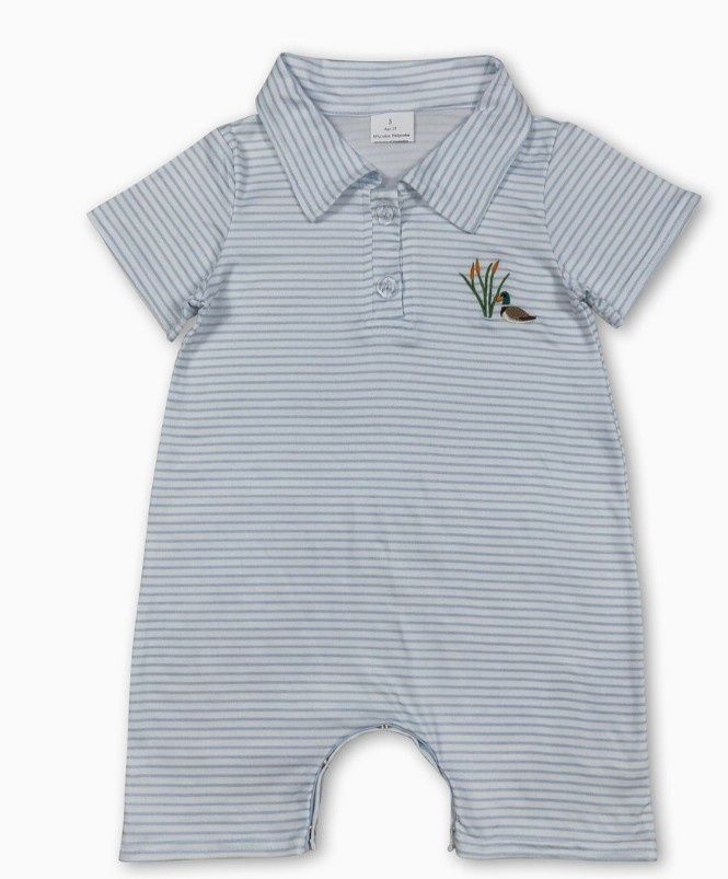 Embroidered Duck Polo Romper