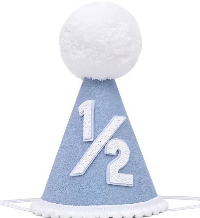 Baby Boy Blue &amp; White Half Bday Hat