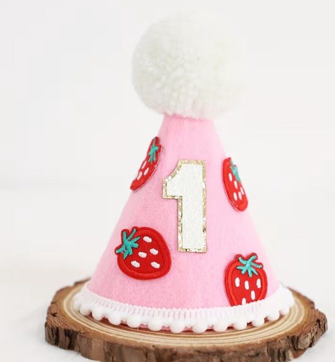One Strawberry Bday Hat