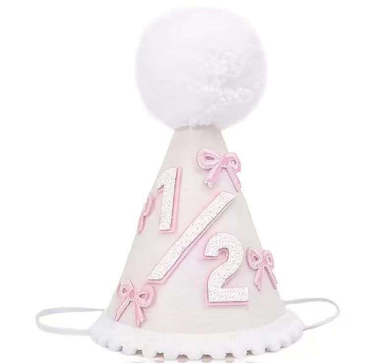 Half Birthday Pink &amp; White Hat