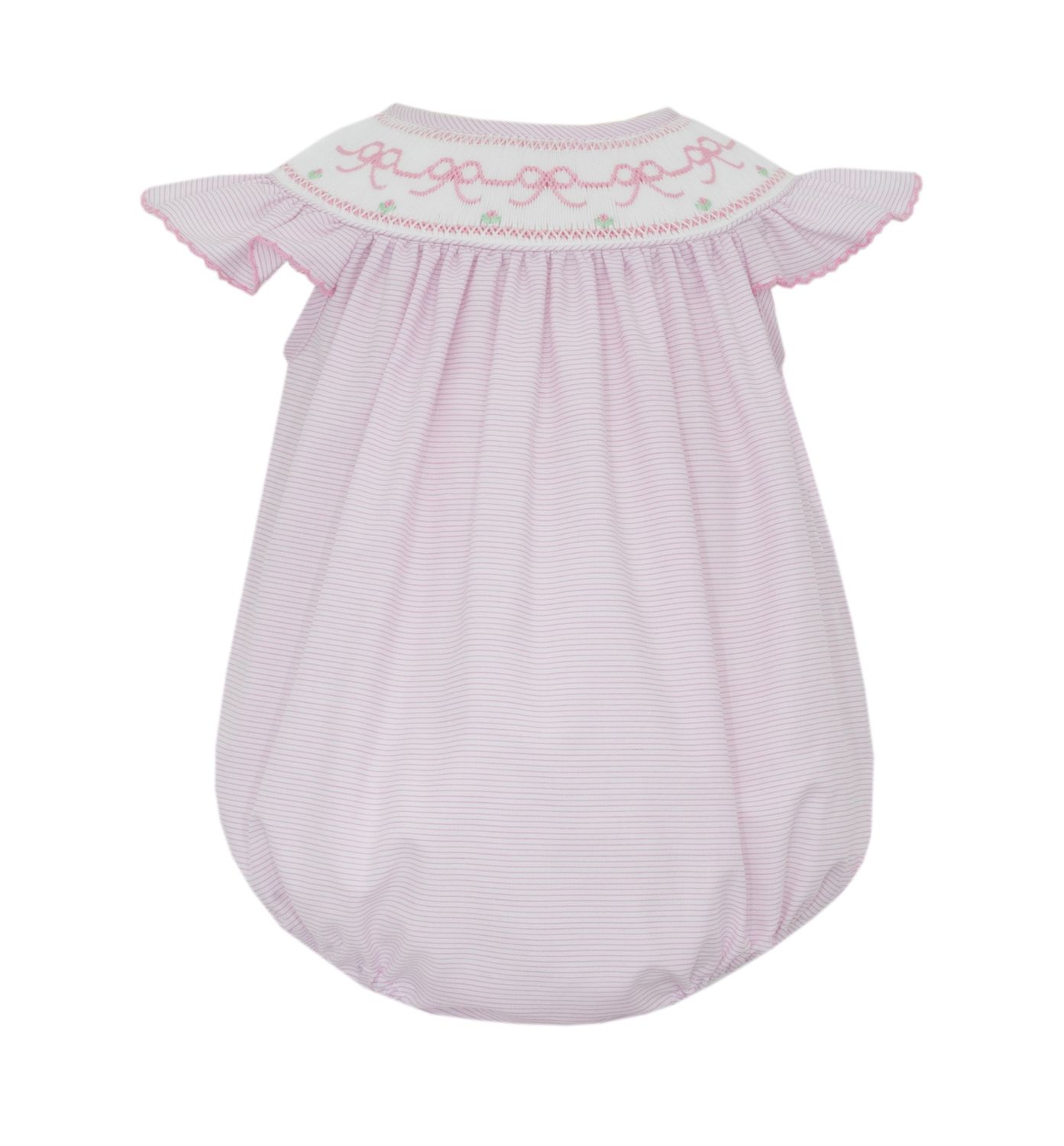 Smocked Pink Bow Bishop Bubble