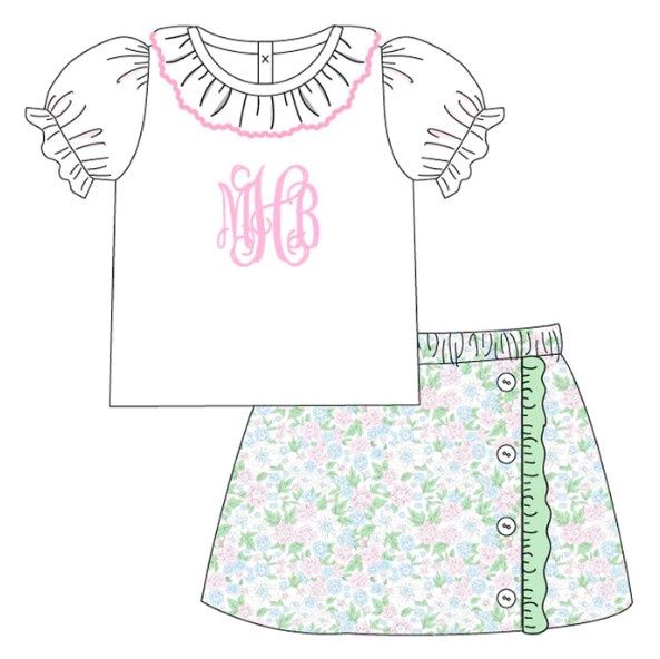 Pink &amp; Green Skort Set for Monogram