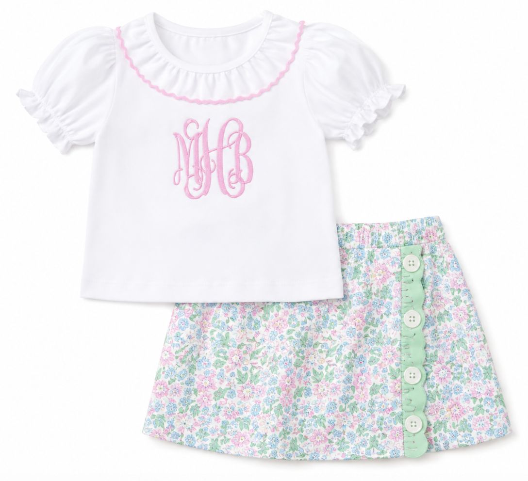 Pink &amp; Green Skort Set for Monogram